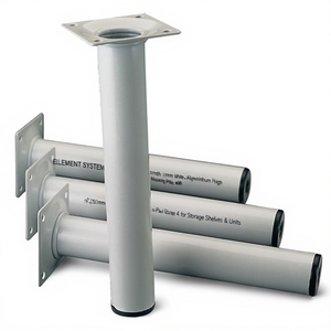 ELEMENT SYSTEM 30 mm High White Aluminum Furniture Leg with 250 mm Mounting <b>Plate</b>-Pack Size 4 for Storage Shelves & Units - Product Image 3