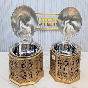 Chauffe-plat de luxe rond avec motif gravé en métal Hot Pot et casserole en acier inoxydable en métal - Product Image 6