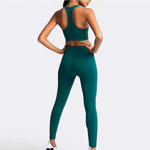 Ensemble d'entraînement côtelé sans couture pour femmes soutien-gorge de sport et leggings taille haute à l'épreuve des squats nouveau design vêtements de gym ensembles de yoga pour femmes - Product Image 3
