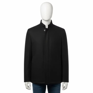 Chaqueta de Cuello Mao para Hombre, Resistente al Viento, Tejido de Lana, Abrigo Estructurado Cálido, Ropa Casual de Invierno para Negocios, Proveedor Mayorista - Product Image 1