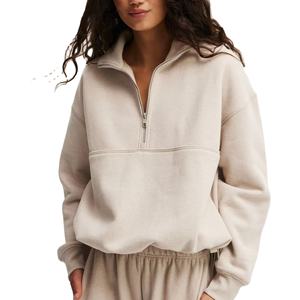 Sweat-shirt à demi-fermeture éclair en coton pour femmes, décontracté et personnalisé, confortable et polyvalent pour toutes les saisons 2026 - Product Image 1