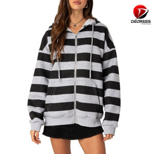 Sweat à capuche zippé surdimensionné élégant pour femmes Nouveau 2025 Sweatshirts respirants dans les prix de gros - Product Image 3