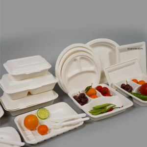 Premium 10oz canne à sucre bagasse plateau jetable en vrac acheter pas cher prix populaire polyvalent service pour les fêtes derniers Kits - Product Image 5