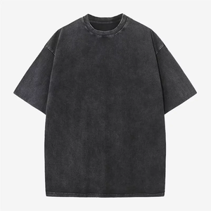 T-shirts pour hommes Conception et impression personnalisées Tissu tricoté lavé en vrac surdimensionné pour col rond décontracté à manches courtes - Product Image 5