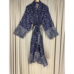 Yak Wool Blend Cozy Warm Winter Romance Blue Paisley <b>Cardigan</b> House Coat for Women Quirky <b>Kimono</b> Robe with Pockets Free Size - Product Image 4