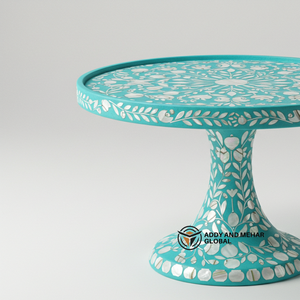 แท่นวางเค้กแบบฝังสีเทอร์ควอยส์ทำมือแท่นวางดอกไม้สำหรับขนมหวาน - Product Image 2