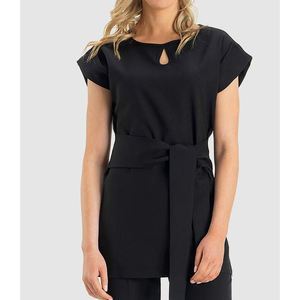 ชุดยูนิฟอร์มผ้าฝ้ายคุณภาพดีที่สุด ชุดทำงานสำหรับช่างเสริมสวย เสื้อคลุมสำหรับร้านทำเล็บและสปา ชุดยูนิฟอร์มสำหรับร้านเสริมสวยและสปา  รับสกรีนโลโก้ของคุณเอง พร้อมซิปเต็มตัว - Product Image 3