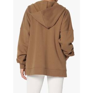 Sudadera Ligera Informal para Mujer, Manga Larga, Holgada, con Cierre Completo, Chaqueta de Color Sólido - Product Image 2