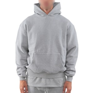 Sudadera con capucha suelta para parejas de alta calidad Drop Shoulder Men Plain Dyed Pullover Heavyweight Cotton Plain Men's Hoodies - Product Image 4