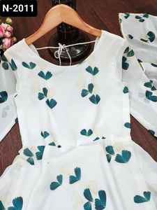 Indian Ethnic Wear Solid Faux Georgette with Digital Printed Work Maxi Dress With Dupatta Pair for Wedding and Festival Wear - Product Image 3