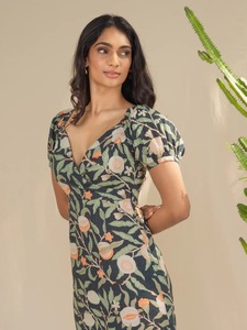 Main indienne bloc coton longue robe personnalisée mariée mariage lune de miel robe cadeau été porter imprimé floral robe cadeau pour elle - Product Image 4