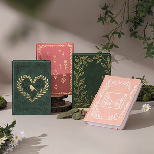 Cuaderno de Cuero PU LABON Botanical Journal Set con Cubierta Repujada de Flores y Hojas, Diario Estético Inspirado en la Naturaleza - Product Image 1