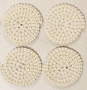 Ensemble de sous-verres à thé en macramé fait à la main de haute qualité 4 pièces avec cordon 100% coton Meilleur coton en macramé de qualité supérieure - Product Image 5