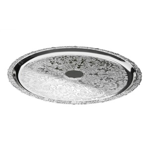Bandeja de servicio de metal con acabado plateado, forma rectangular, para el hogar y la boda, bandeja de mesa para servir alimentos con asas, novedad - Product Image 4