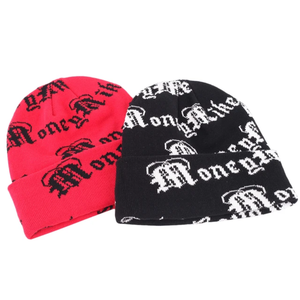 Lujo de alta calidad al por mayor de diseño personalizado logotipo en todo Jacquard invierno señoras Beanie deporte de punto puños Beanie Hat - Product Image 1