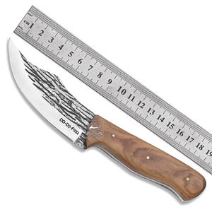 มีดล่าสัตว์ทำจากเหล็ก D2สั่งทำได้ปลอกหนังนูนทำด้วยมือ DD-D2-F932ไม้มะกอกสเตนเลสฮอร์น - Product Image 1