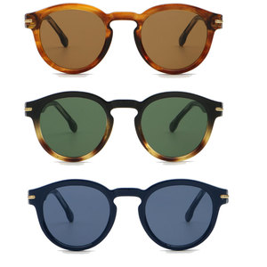 Logo personalizzato 2025 Vintage uomo donna verde leopardo occhiali da sole UV400 Pin tempie acetato TR90 rotondi occhiali da sole uomo donna - Product Image 2