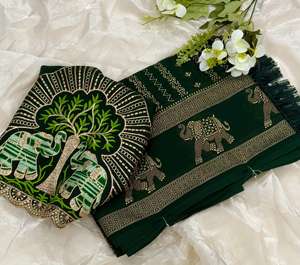 Magnifique Saree de fête brodé de paillettes en georgette pour mariage et fête pour femmes à prix abordable - Product Image 4