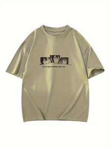 100% algodón blanco sólido camiseta para hombres de talla grande Casual cuello redondo manga corta colección de verano 260 gramos tela ropa a granel - Product Image 6