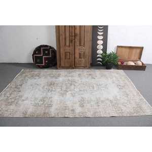 5.6x8.7 ft Turkish Vintage Wool <b>Rug</b> Large Gray Patchwork <b>Check</b> <b>Rug</b> with Latex Backing Eco-Friendly Home Decor - Product Image 2