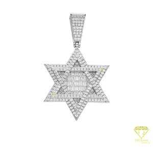 Estrella de David colgante Bling Magen David VVS laboratorio cultivado colgante plateado estrella judía encanto diamante ESTRELLA DE David joyería - Product Image 4
