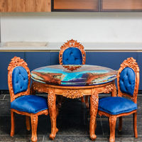 Ensemble de meubles de salle à manger en bois massif sculpté Dragon Phénix, comprenant une table et des chaises, meubles de maison de style mid-century