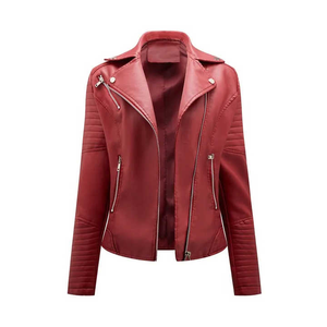 Chaqueta de motorista de mujer personalizable piel de oveja de manga larga chaqueta de piel de vaca de moda para mujer - Product Image 6