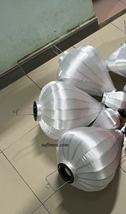 Lanterne en bambou blanc artisanale du Vietnam, pour décoration extérieure, fête, mariage, à suspendre, avec housse en tissu DIY à peindre - Product Image 6
