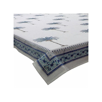 Nappe carrée en coton imprimée de palmier bleu fait à la main de la meilleure qualité du fabricant direct pour dîner mariage approvisionnement en vrac