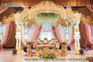 Hermosa boda Maharani Mandap lujosa decoración boda asiática Mandap decoración blanco polaco Bollywood boda Mandap Set - Product Image 6