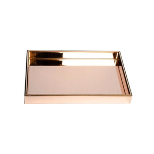 Elegante y Duradera Bandeja de Servicio de Metal con Diseño Martillado Chapada en Oro Rosa, Elegante Bandeja para Bebidas y Aperitivos con Fines Decorativos - Product Image 2