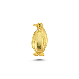 Penguen Duc kling Halskette 14 Karat Gold Schmuck Großhandel Tier natürliche zierliche Frauen Zirkon Charm Anhänger Hot Sale