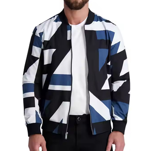 Blouson bombardier en toile de haute qualité à col montant et logo sur le devant pour hommes-printemps-vente en gros - Product Image 1