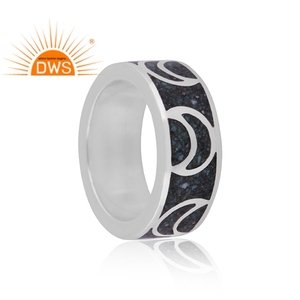 Best Selling Fine Sterling Silver Natural Arizona <b>Turquoise</b> Gemstone Band <b>Ring</b> Jewelry Manufacturer - Product Image 3