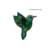 Broche Colibri Perlée Très Vendue, Broderie de Paillettes Vertes, Accessoire Élégant Fait Main pour Revers de Vestes et Sacs
