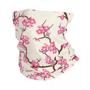 Custom Cotton Branch Bandana <strong>Neck</strong> Gaiter Floral Cherry Blossom Balaclava Warmer for <strong>Winter</strong> Hiking &amp; Camping <strong>Wrap</strong> Scarf