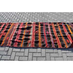 Alfombra de lana negra Roja turca Vintage, 31x105 pies, área grande, patrón de rompecabezas, alfombras rectangulares de pasillo para adolescentes, látex de 10mm de espesor - Product Image 3