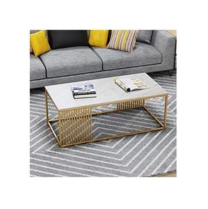 Table basse tendance en métal doré avec dessus en marbre granit Meubles de salle à manger de luxe Table d'extrémité en métal à un prix abordable - Product Image 4