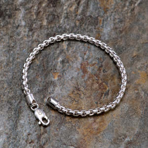 NOVAMART Fine 92.5 Sterling Silver Box Bracelet for <b>Men</b> & Boys 8 Inch Tennis Rhodium Plating Diamond Anti-Tarnish Gift 17 gm Who - Product Image 2