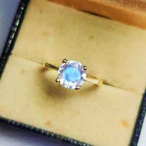 Piedra lunar de corte redondo, piedra preciosa, anillo llamativo de plata, piedra preciosa Natural curativa, anillo de ajuste de punta, anillo bohemio de plata 925 hecho a mano - Product Image 3