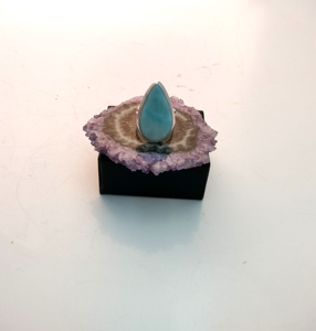 925 Sterling Silver <b>Engagement</b> & Wedding <b>Rings</b> for Women Fine Jewelry with Larimar Gemstone & Diamond <b>Opal</b> Bezel Setting Inlay - Product Image 2