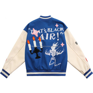Veste bomber en cuir et laine pour homme de haute qualité, streetwear, veste universitaire, design personnalisé, broderie sur toile - Product Image 2