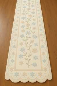 พรมปูพื้นลายดอกไม้สีครีมสีพาสเทลหนา10มม. พรมเดซี่แบบทอมือพร้อมขอบหอยเชลล์สำหรับตกแต่งห้องนั่งเล่นและห้องนอน - Product Image 4