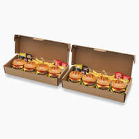 Boîte d'emballage en carton longue, personnalisable avec logo imprimé, en papier kraft, pliable, pour mini-burgers, sushis, emballage cadeau