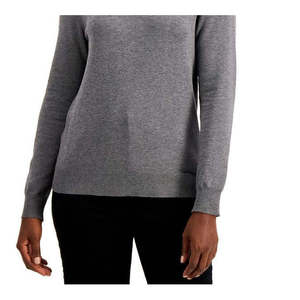 Maglione a Collo Alto Extra Large da Donna Karen Scott, Colore Antracite, Traspirante, in Maglia per Stile Casual Estivo e Autunnale, Logo Frontale - Product Image 3