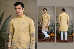 Nouvelle collection exclusive de Kurta brodée de vêtements de festival pour hommes pour la saison des mariages - Product Image 5