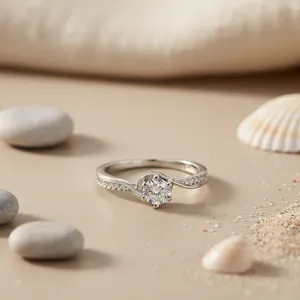 Bague de fiançailles pour femme en argent 925 avec zircone cubique - Product Image 1