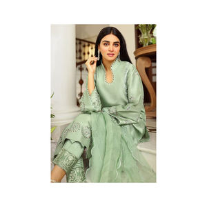 Tenue de soirée tendance vêtements indiens pakistanais costume de pelouse 3 pièces célèbre robe asiatique pour dames - Product Image 1