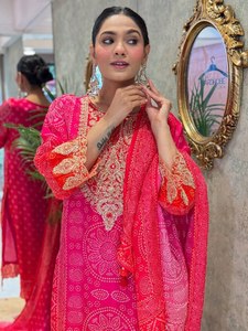 Nouvelle robe de soirée Salwar Kameez pour femmes indiennes et pakistanaises, en faux georgette lourd, avec broderie lourde, personnalisable - Product Image 6