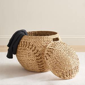 Baseball shaped water hyacinth <b>basket</b> Handmade Storage <b>Basket</b> Wholesale eco-friendly Made in Vietnam - Product Image 1